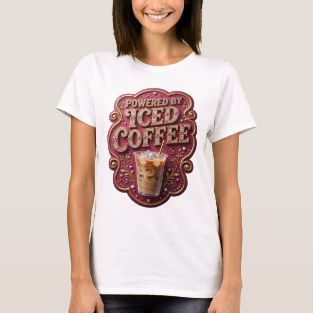 T-shirt Conception de slogan de CAFE GLACÉ PROPULSÉ PAR L' (Devant)