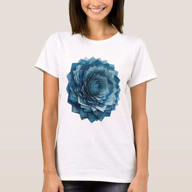 T-shirt Conception de slogan de rose bleue argentée modern (Devant)