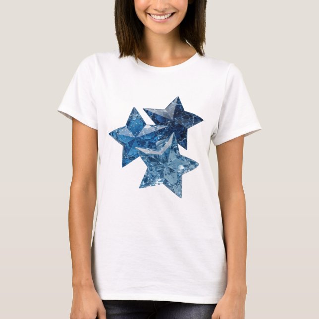 T-shirt Conception de slogan ÉTOILES BLEUES Argentées Tran (Devant)