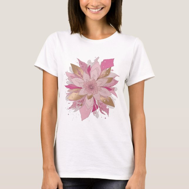 T-shirt Conception de slogan FLEUR ROSE argentée chic (Devant)