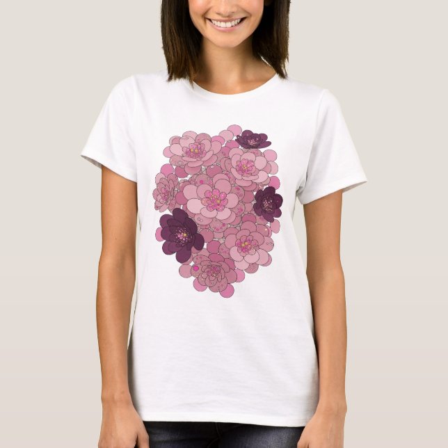 T-shirt Conception de slogan FLEURS DE CERISIER Rose Drôle (Devant)