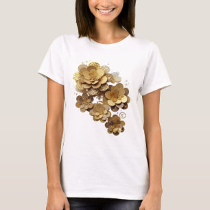 T-shirt Conception de slogan FLEURS D'OR Argent GRAS