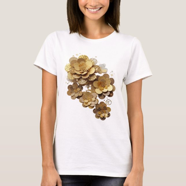 T-shirt Conception de slogan FLEURS D'OR Argent GRAS (Devant)