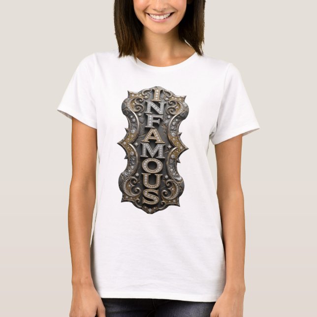 T-shirt Conception de slogan INFÂME Or Croquant (Devant)