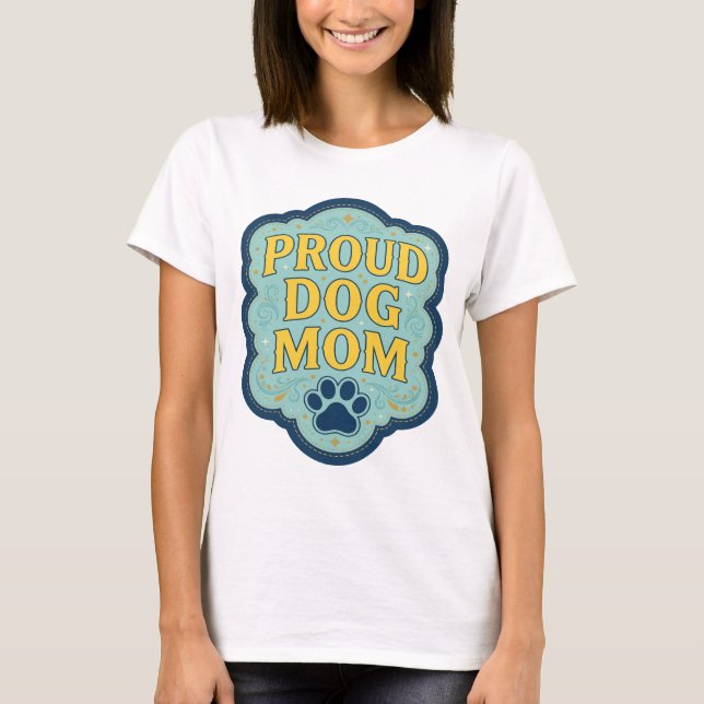 T-shirt Conception de slogan MAMAN DE CHIEN fière Jaune St (Devant)
