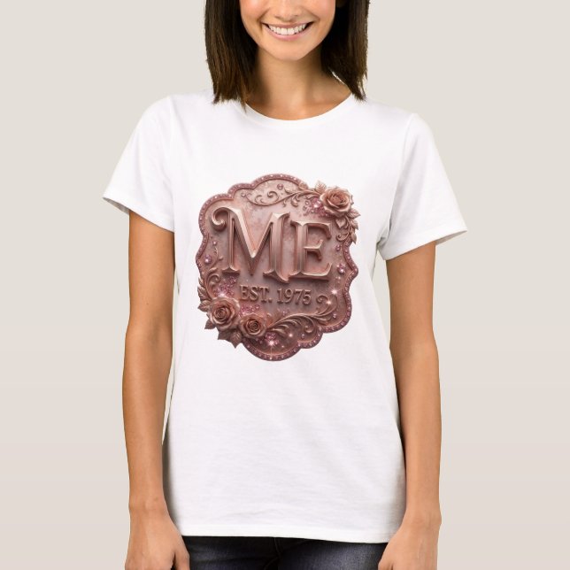 T-shirt Conception de slogan ME EST 1975 en or frais (Devant)