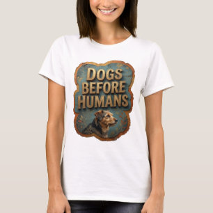 T-shirt Conception de slogan Or Moderne CHIENS AVANT LES H