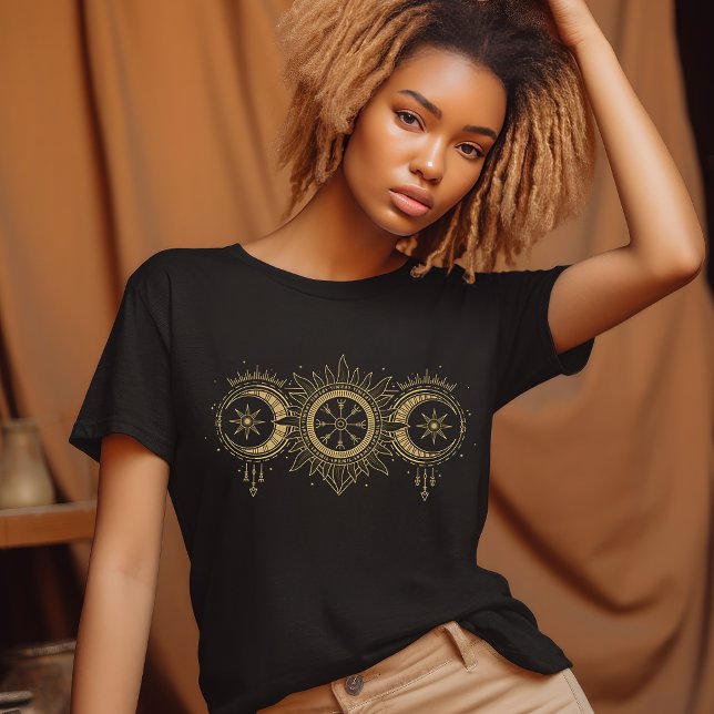 T-shirt Conception de soleil et de lune en or (Créateur téléchargé)