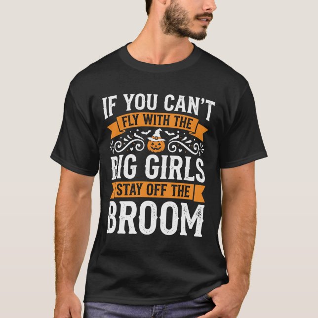 T-shirt Conception de sorcière à balai pour grandes filles (Devant)