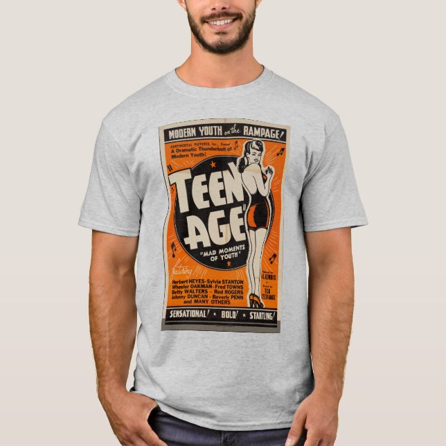 T-shirt Conception de style d'affiche de film rétro «Âge a (Devant)