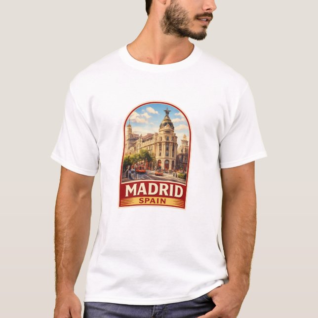T-shirt Conception de style d'affiche de voyage à Madrid V (Devant)