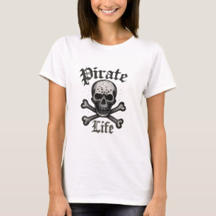 T-shirt Conception de style de vie pirate Crâne et Os
