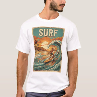 T-shirt conception de style rétro de surf