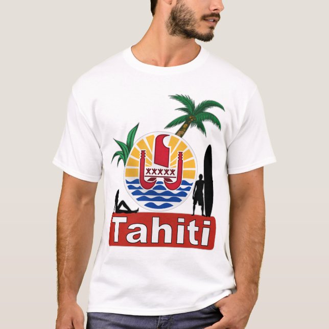 T-shirt conception de surf du Tahiti (Devant)