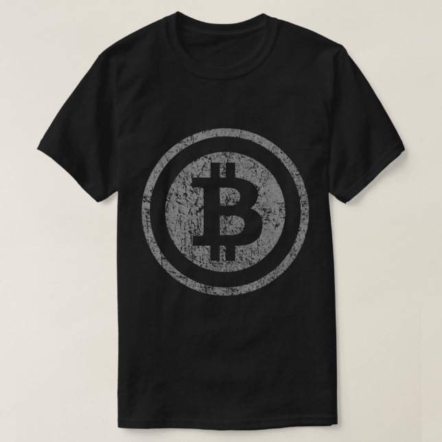T-shirt Conception de symbole crypto Bitcoin Grunge (Design devant)
