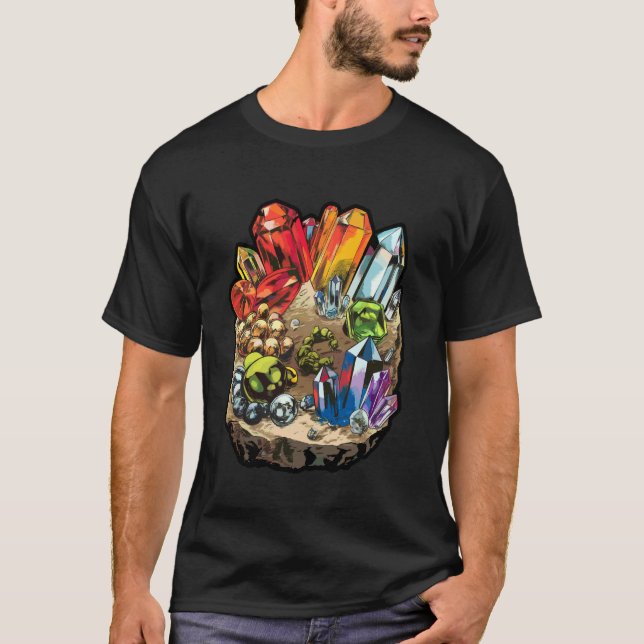 T-shirt Conception de tableau de roches et minéraux (Devant)