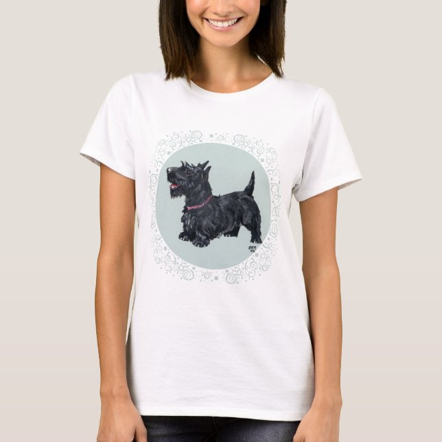 T-shirt Conception de tartan pour Terrier Écossais (Devant)