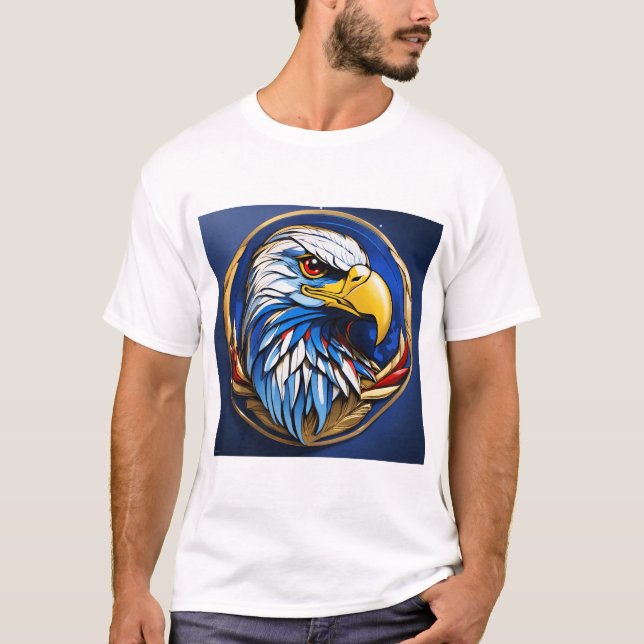 T-shirt  « Conception de tatouage d'aigle féroce – Force,  (Devant)