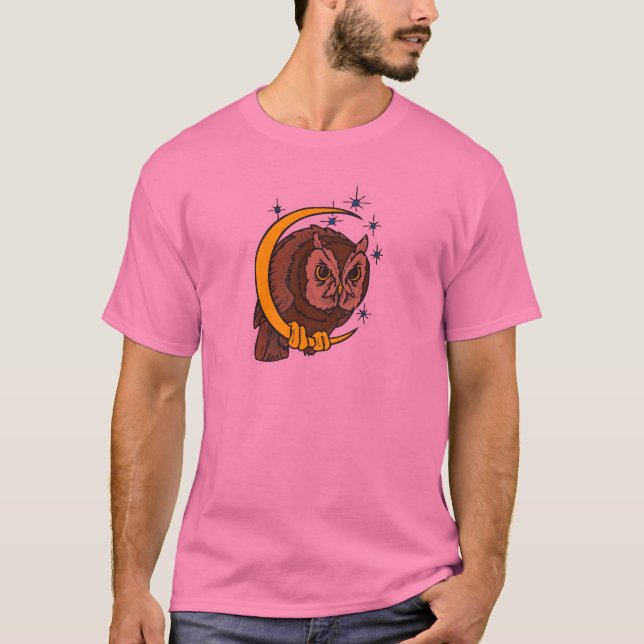 T-shirt Conception de tatouage de hibou et de lune (Devant)