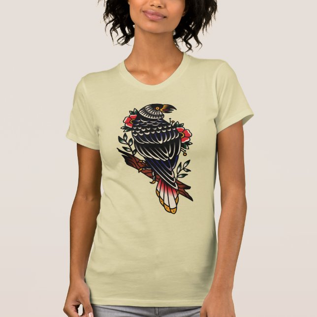 T-shirt Conception de tatouage graphique corbeau corneille (Devant)