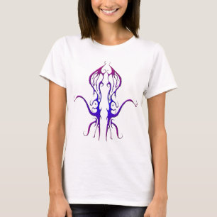 T-shirt Conception de tatouage Tribal Octopus - bleu et vi