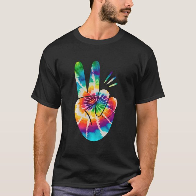 T-shirt Conception De Teinture cool De Paix À Main Pour Ga (Devant)