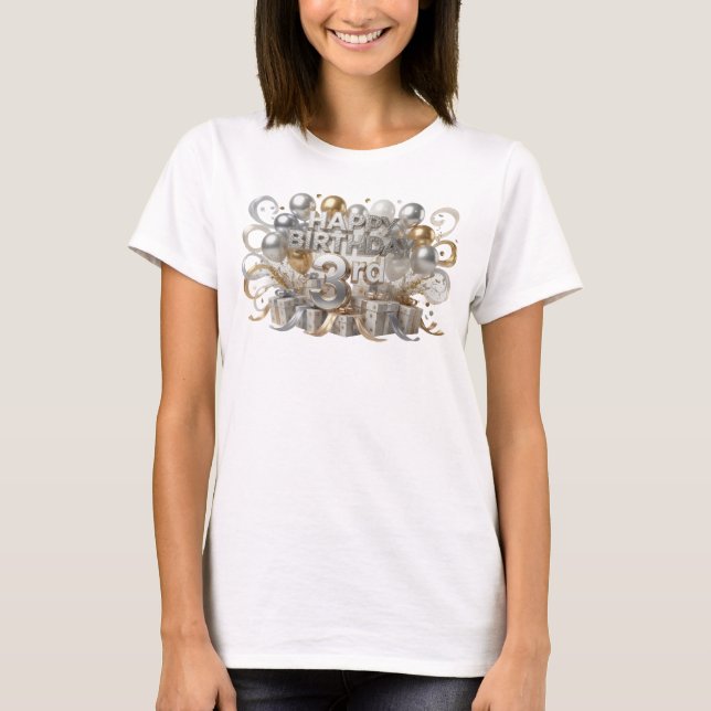T-shirt Conception de texte 3RD Joyeux Anniversaire de cou (Devant)