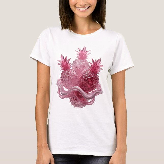 T-shirt Conception de texte ANANAS EN VERRE ROSE argent ch (Devant)