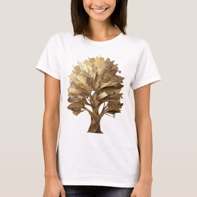 T-shirt Conception de texte ARBRE DE VIE Doré Gris Clair (Devant)