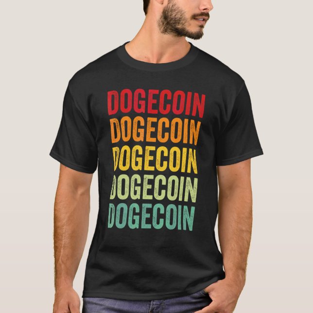 T-shirt Conception de texte arc-en-ciel Crypto Dogecoin (Devant)