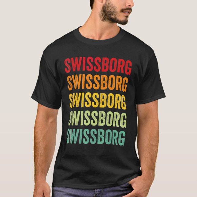 T-shirt Conception de texte arc-en-ciel crypto Swissborg (Devant)