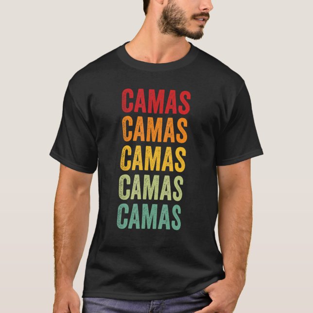 T-shirt Conception de texte arc-en-ciel du comté de Camas  (Devant)