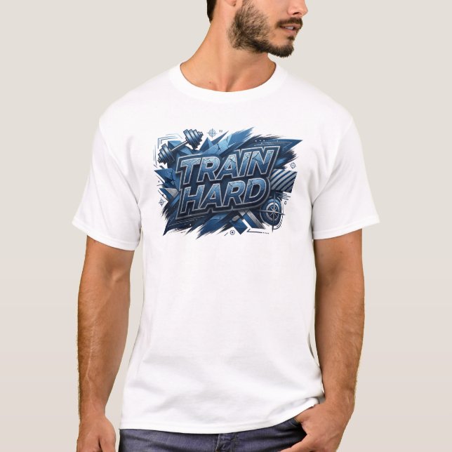 T-shirt Conception de texte Artistic Navy TRAIN HARD (Devant)