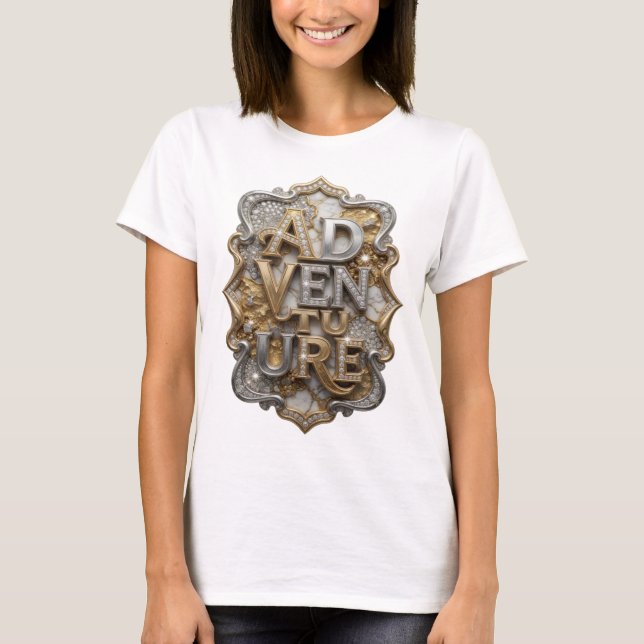 T-shirt Conception de texte AVENTURE Argentée Snappy (Devant)