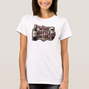 T-shirt Conception de texte BOUTEILLE DE VIN en or de styl