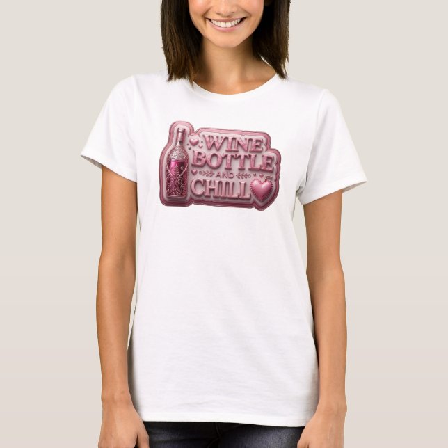 T-shirt Conception de texte BOUTEILLE DE VIN Rose EDGE ET  (Devant)