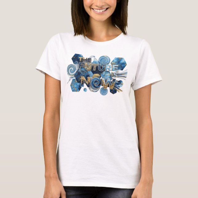 T-shirt Conception de texte Catchy Blue LE FUTUR EST MAINT (Devant)