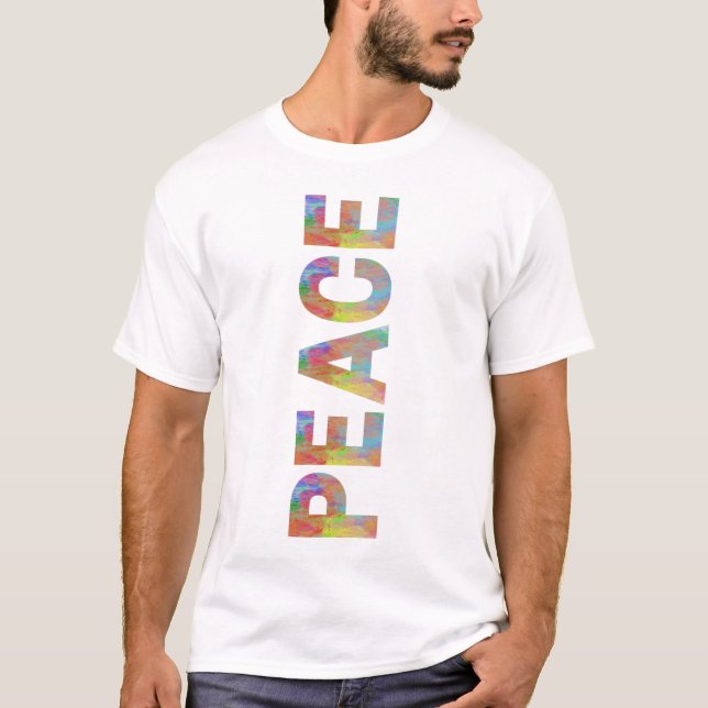 T-shirt Conception de texte couleur verticale de paix (Devant)