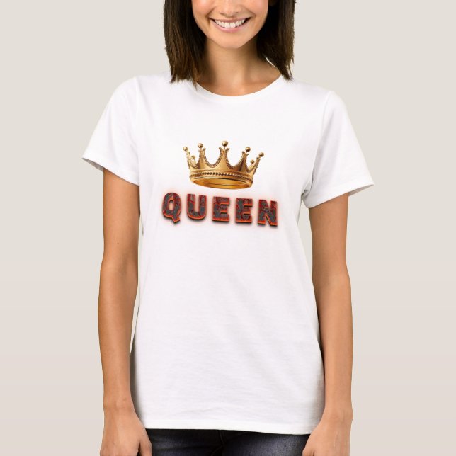 T-shirt Conception de texte de reine avec texture enflammé (Devant)