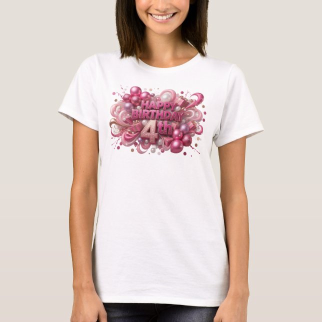 T-shirt Conception de texte dynamique rouge Joyeux Anniver (Devant)