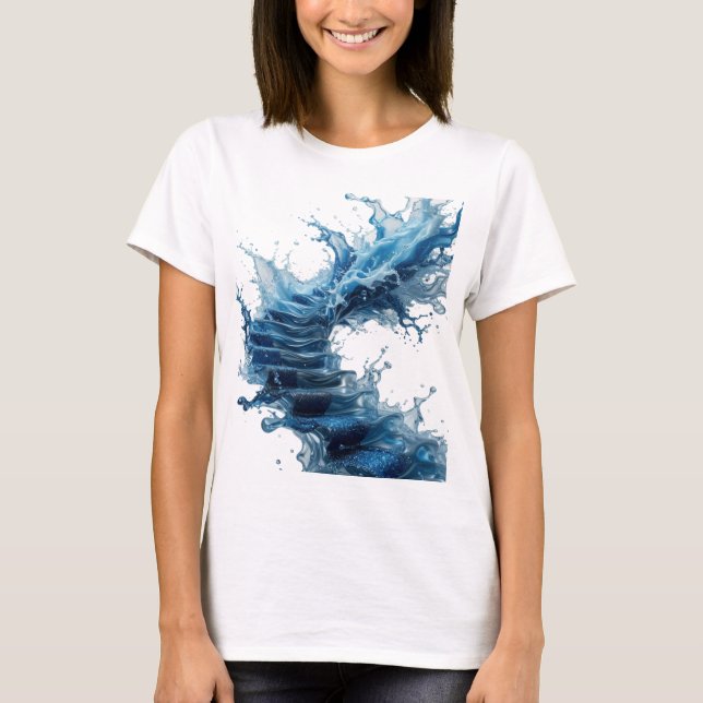T-shirt Conception de texte en escalier d'eau argenté ludi (Devant)