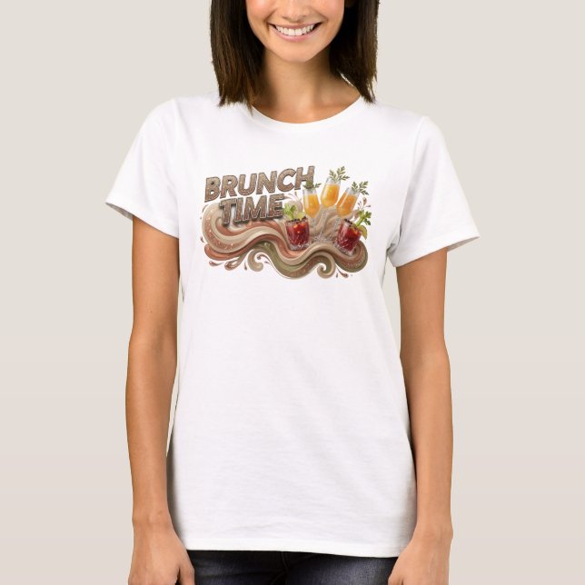 T-shirt Conception de texte en orange gras HEURE DU BRUNCH (Devant)