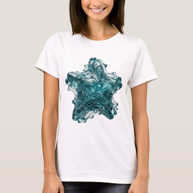 T-shirt Conception de texte étoile bleue argentée accroche (Devant)
