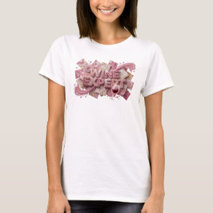 T-shirt Conception de texte EXPERT VIN Rose Tendance