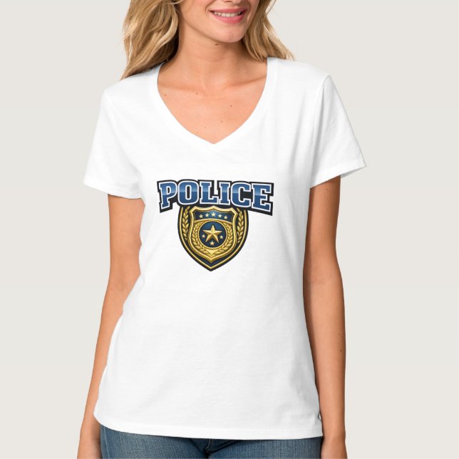 T-shirt Conception de texte gras pour badge de police (Devant)