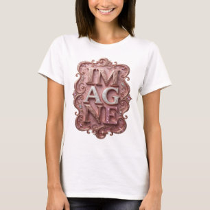 T-shirt Conception de texte IMAGINE rose accrocheur