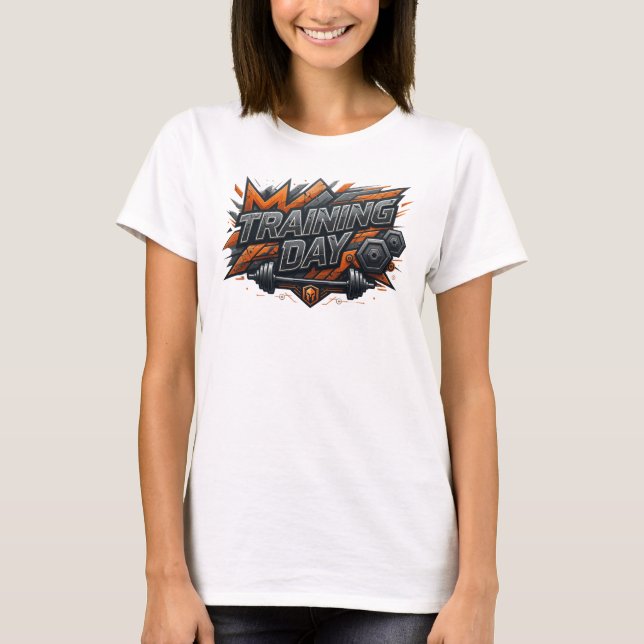 T-shirt Conception de texte JOUR D'ENTRAÎNEMENT Rose (Devant)