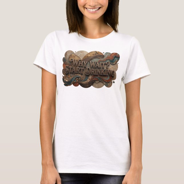 T-shirt Conception de texte ludique orange POURQUOI ATTEND (Devant)