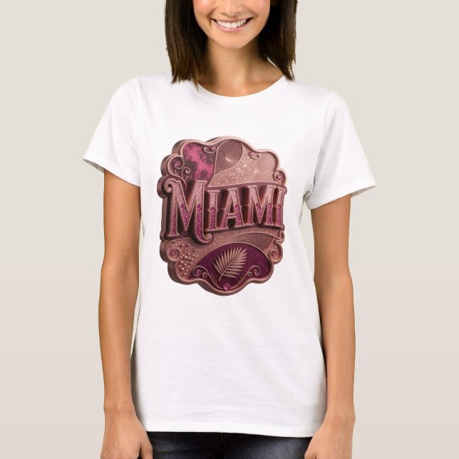 T-shirt Conception de texte MIAMI rose dynamique (Devant)