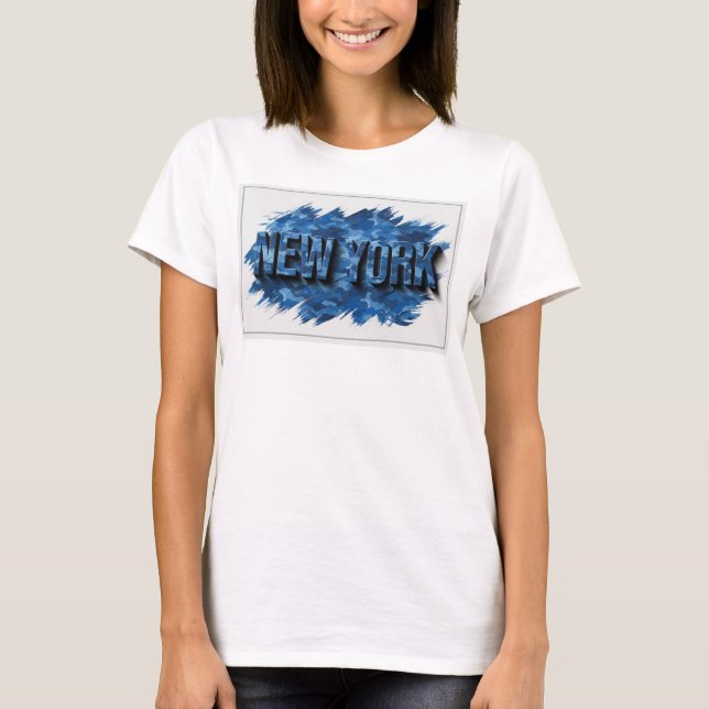 T-shirt Conception de texte NEW YORK Bleu Gras (Devant)